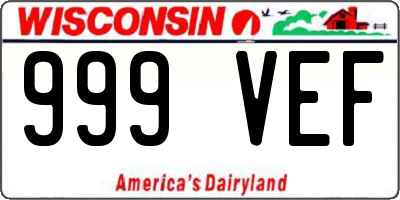 WI license plate 999VEF