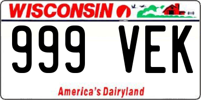 WI license plate 999VEK