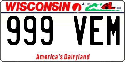 WI license plate 999VEM