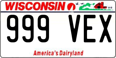 WI license plate 999VEX