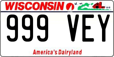 WI license plate 999VEY