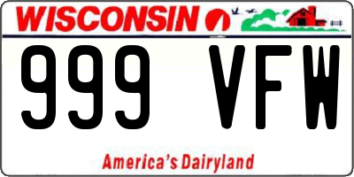 WI license plate 999VFW
