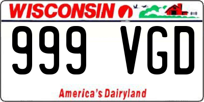 WI license plate 999VGD