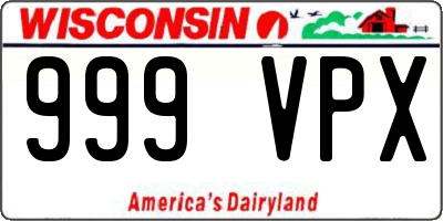 WI license plate 999VPX