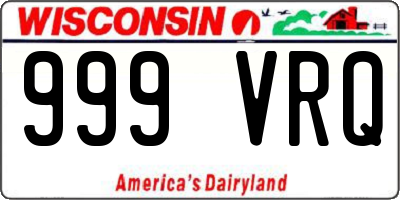 WI license plate 999VRQ