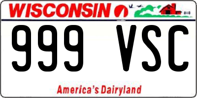 WI license plate 999VSC