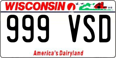 WI license plate 999VSD