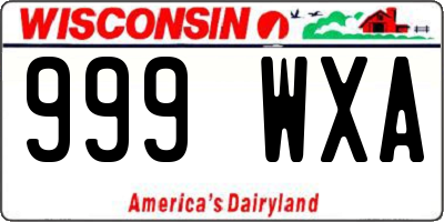 WI license plate 999WXA