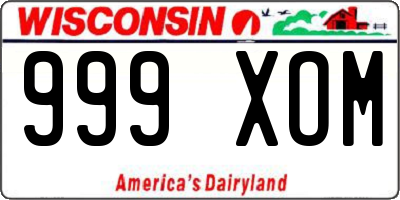 WI license plate 999XOM