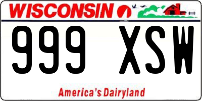 WI license plate 999XSW