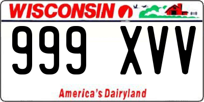 WI license plate 999XVV