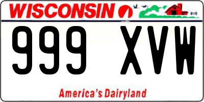 WI license plate 999XVW