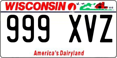 WI license plate 999XVZ