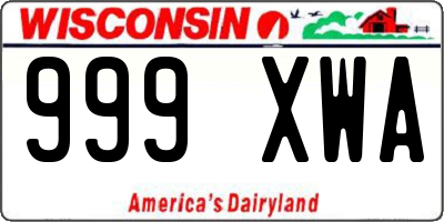 WI license plate 999XWA