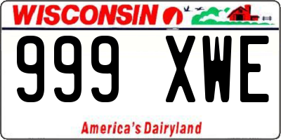 WI license plate 999XWE