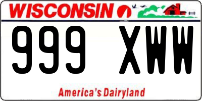 WI license plate 999XWW