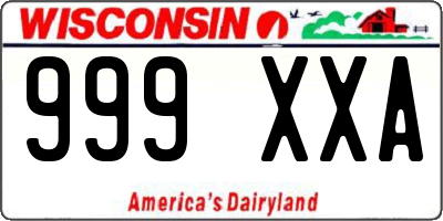 WI license plate 999XXA