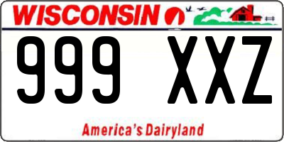 WI license plate 999XXZ