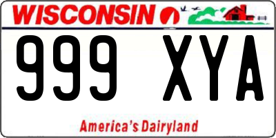 WI license plate 999XYA