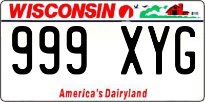 WI license plate 999XYG