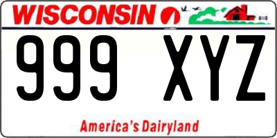 WI license plate 999XYZ