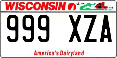 WI license plate 999XZA
