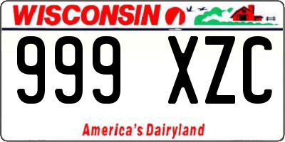 WI license plate 999XZC