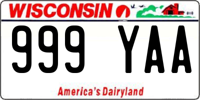 WI license plate 999YAA