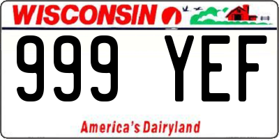 WI license plate 999YEF