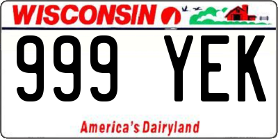 WI license plate 999YEK