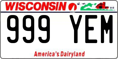 WI license plate 999YEM