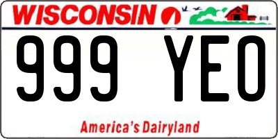 WI license plate 999YEO