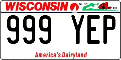 WI license plate 999YEP