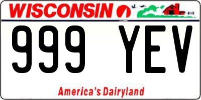 WI license plate 999YEV