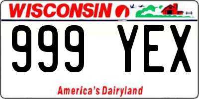 WI license plate 999YEX
