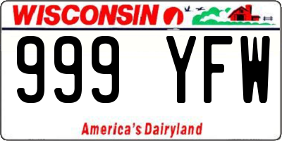 WI license plate 999YFW