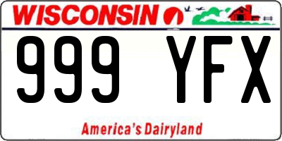 WI license plate 999YFX