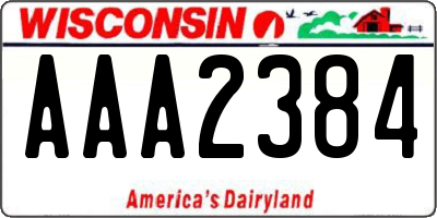 WI license plate AAA2384