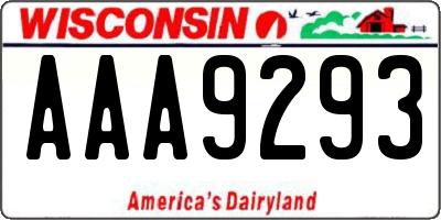 WI license plate AAA9293