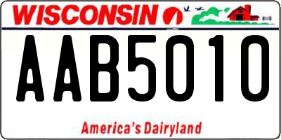 WI license plate AAB5010