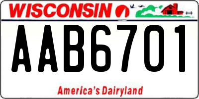 WI license plate AAB6701