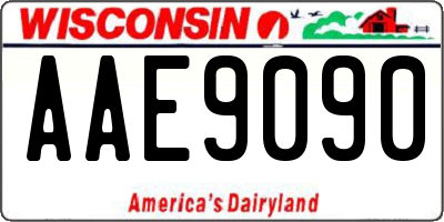 WI license plate AAE9090