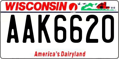 WI license plate AAK6620