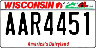 WI license plate AAR4451