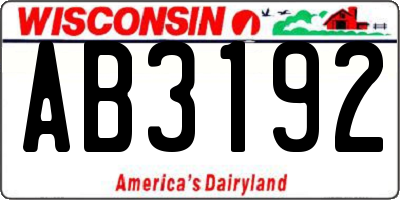 WI license plate AB3192
