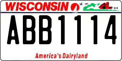 WI license plate ABB1114