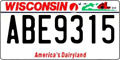 WI license plate ABE9315