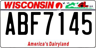 WI license plate ABF7145