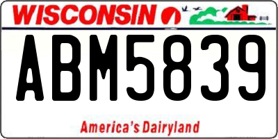 WI license plate ABM5839