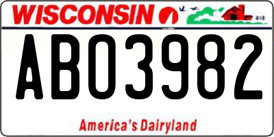 WI license plate ABO3982